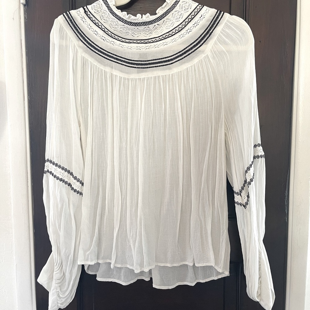 *Sold* H&M sheer white shirt with lace details